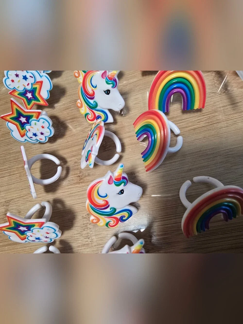 23 Pc Rainbow Unicorn & Rainbow Ring Set Cake Cupcake Party